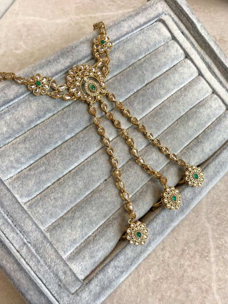 Amreen Hand Harness - Green - SOKORA JEWELSAmreen Hand Harness - Green