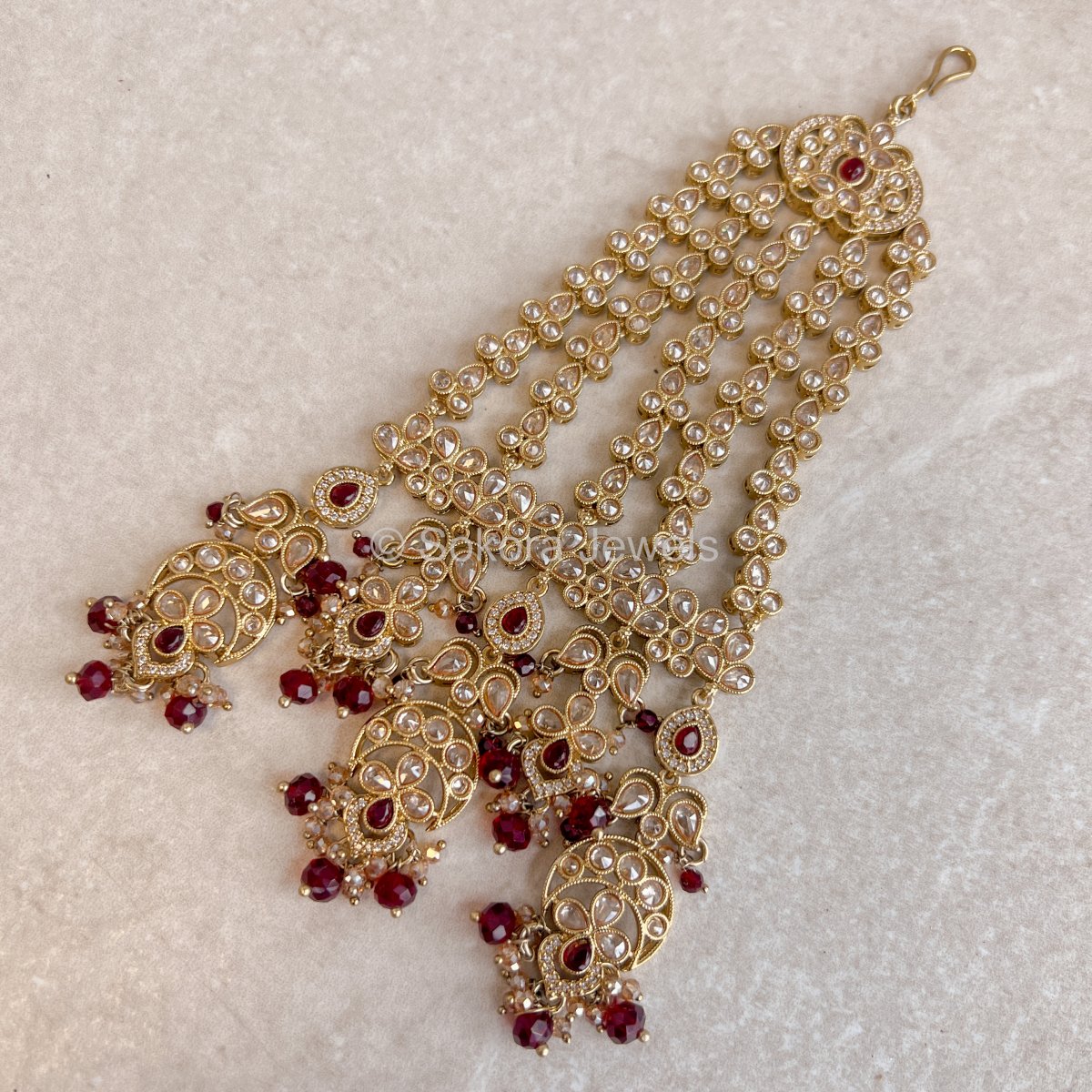 Amreen Jhumar - Maroon - SOKORA JEWELSAmreen Jhumar - Maroon