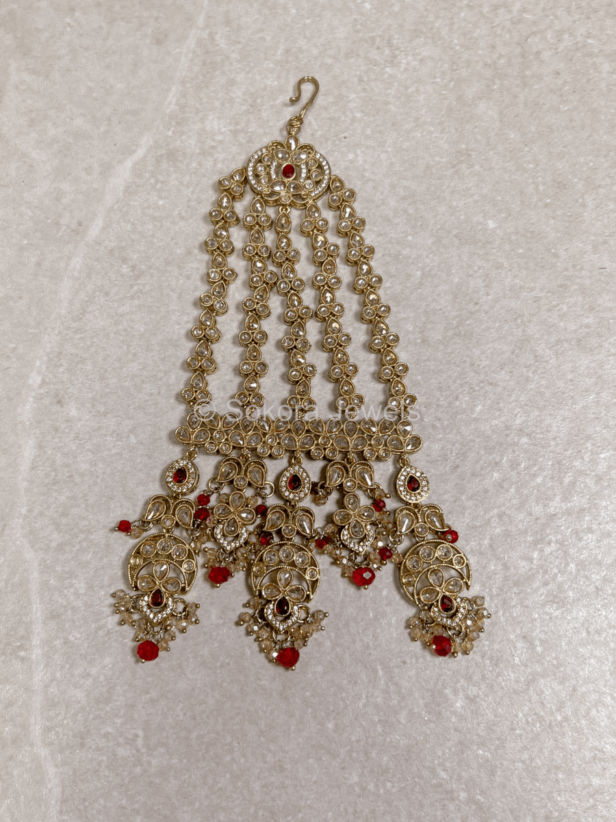 Amreen Jhumar - Red - SOKORA JEWELSAmreen Jhumar - Red