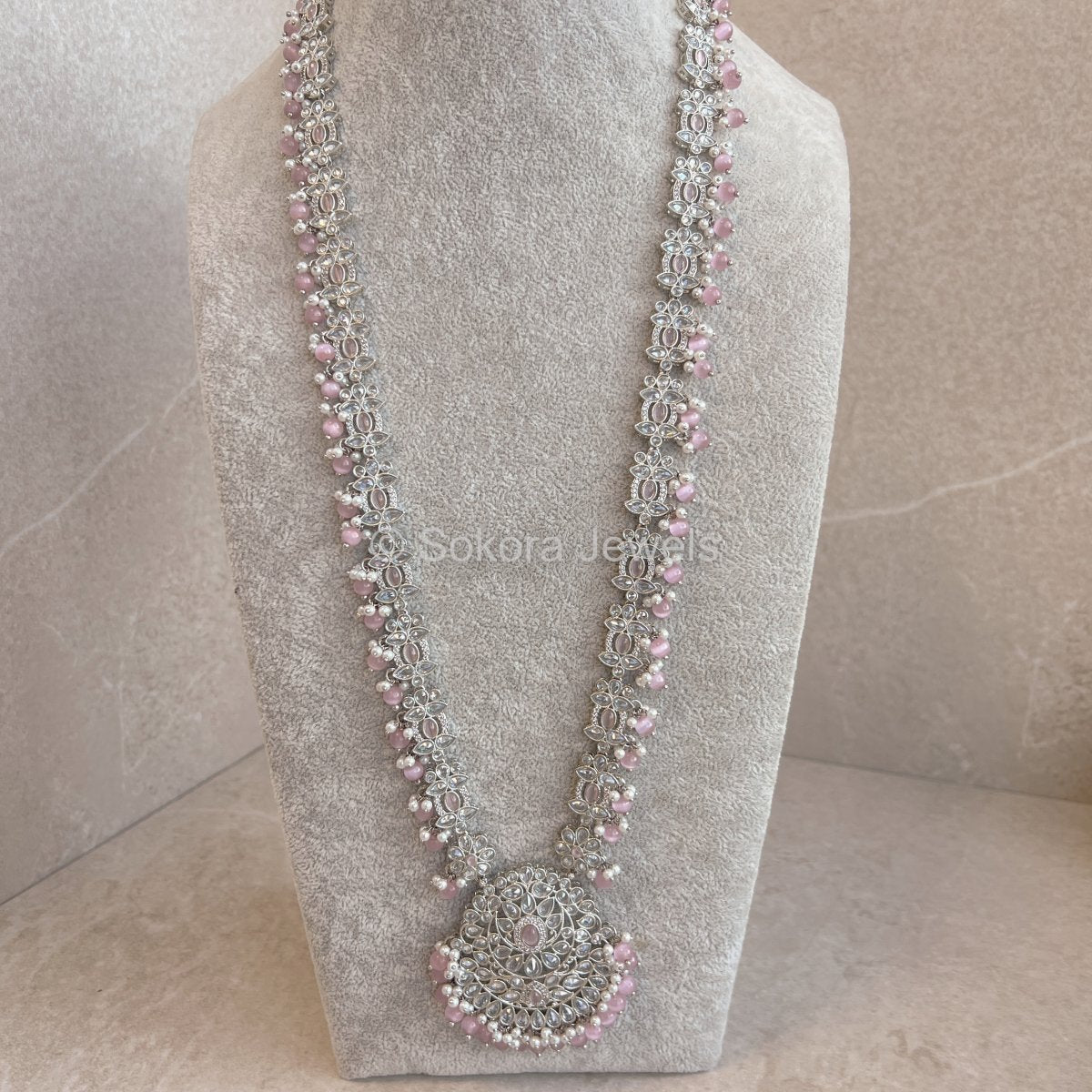 Amreen Long Necklace - Light Pink - SOKORA JEWELSAmreen Long Necklace - Light Pink