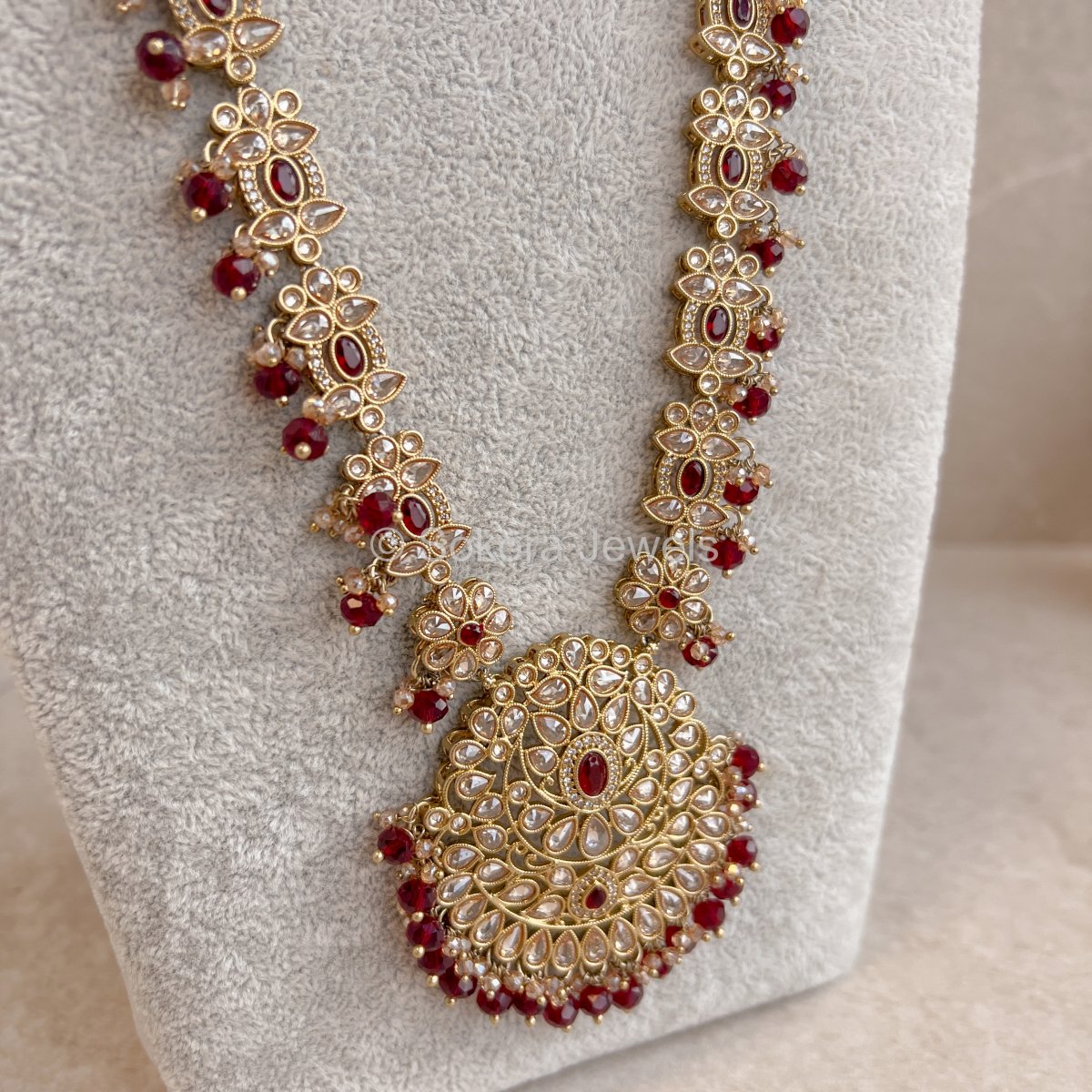 Amreen Long Necklace - Maroon - SOKORA JEWELSAmreen Long Necklace - Maroon