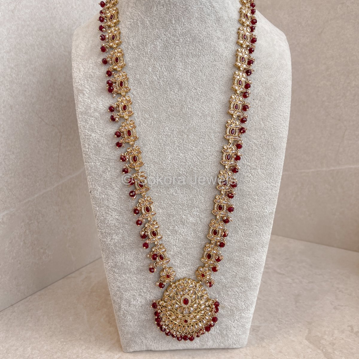 Amreen Long Necklace - Maroon - SOKORA JEWELSAmreen Long Necklace - Maroon