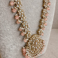 Amreen Long Necklace - Peach - SOKORA JEWELSAmreen Long Necklace - Peach