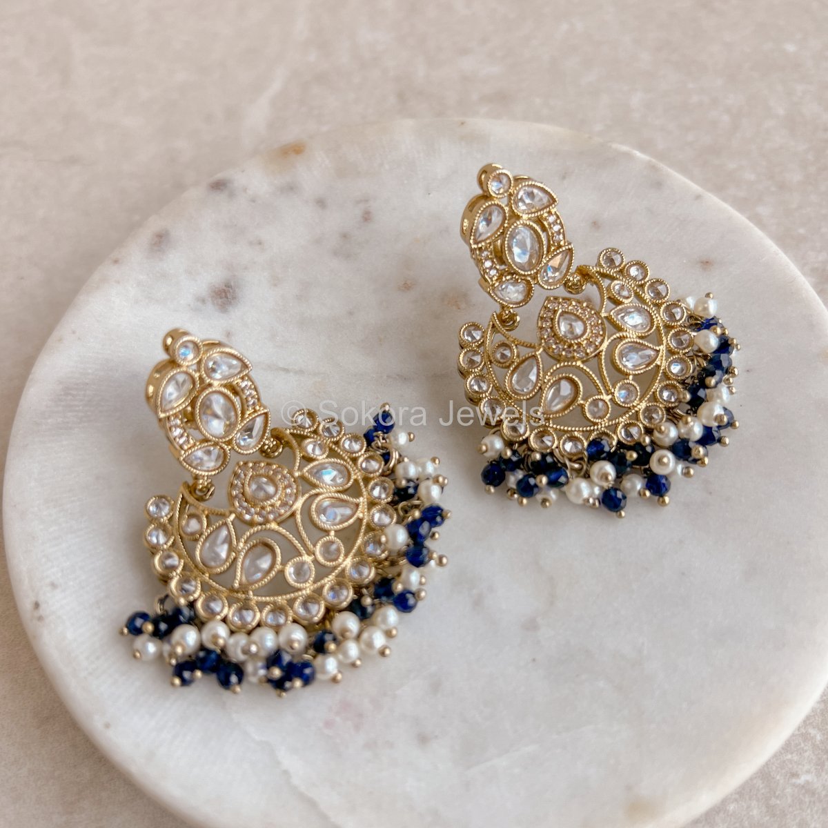 Amreen Small Earrings - Navy - SOKORA JEWELSAmreen Small Earrings - Navy