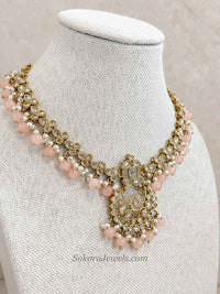 Amreen Small Peach Necklace set - SOKORA JEWELSAmreen Small Peach Necklace set