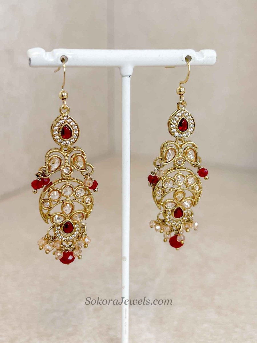 Amreen Small Red Necklace set - SOKORA JEWELSAmreen Small Red Necklace set