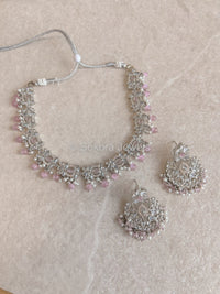 Amreen Small set - Silver + Pink - SOKORA JEWELSAmreen Small set - Silver + Pink