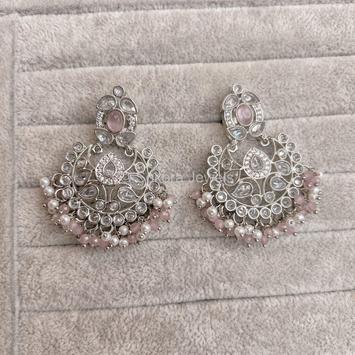 Amreen Small Silver Earrings - Light pink - SOKORA JEWELSAmreen Small Silver Earrings - Light pink