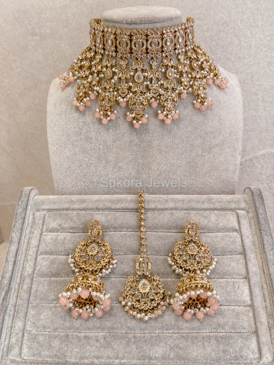 Amreen Statement Choker - Peach - SOKORA JEWELSAmreen Statement Choker - Peach