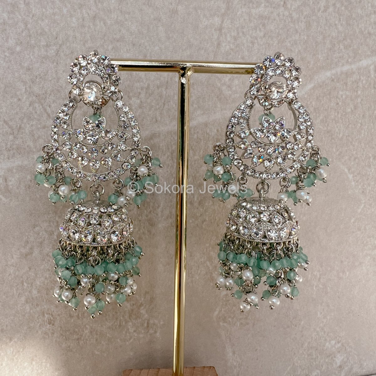 Amulya Silver Earrings - Mint - SOKORA JEWELSAmulya Silver Earrings - Mint