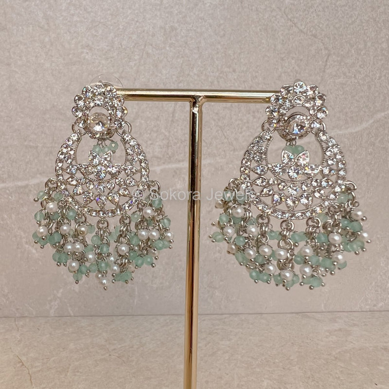 Amulya Silver Small Earrings - Mint - SOKORA JEWELSAmulya Silver Small Earrings - Mint