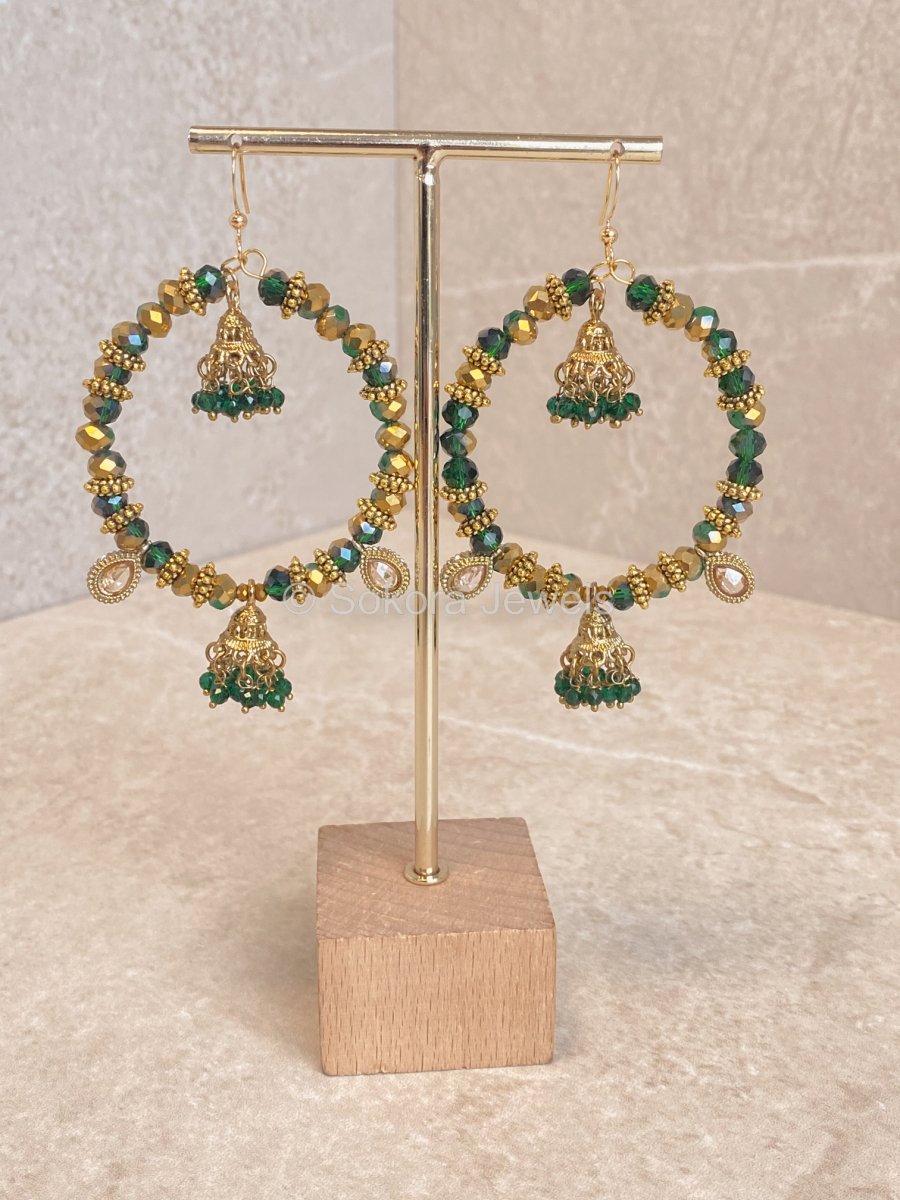 Anaara Hoop Earrings - Dark Green - SOKORA JEWELSAnaara Hoop Earrings - Dark Green