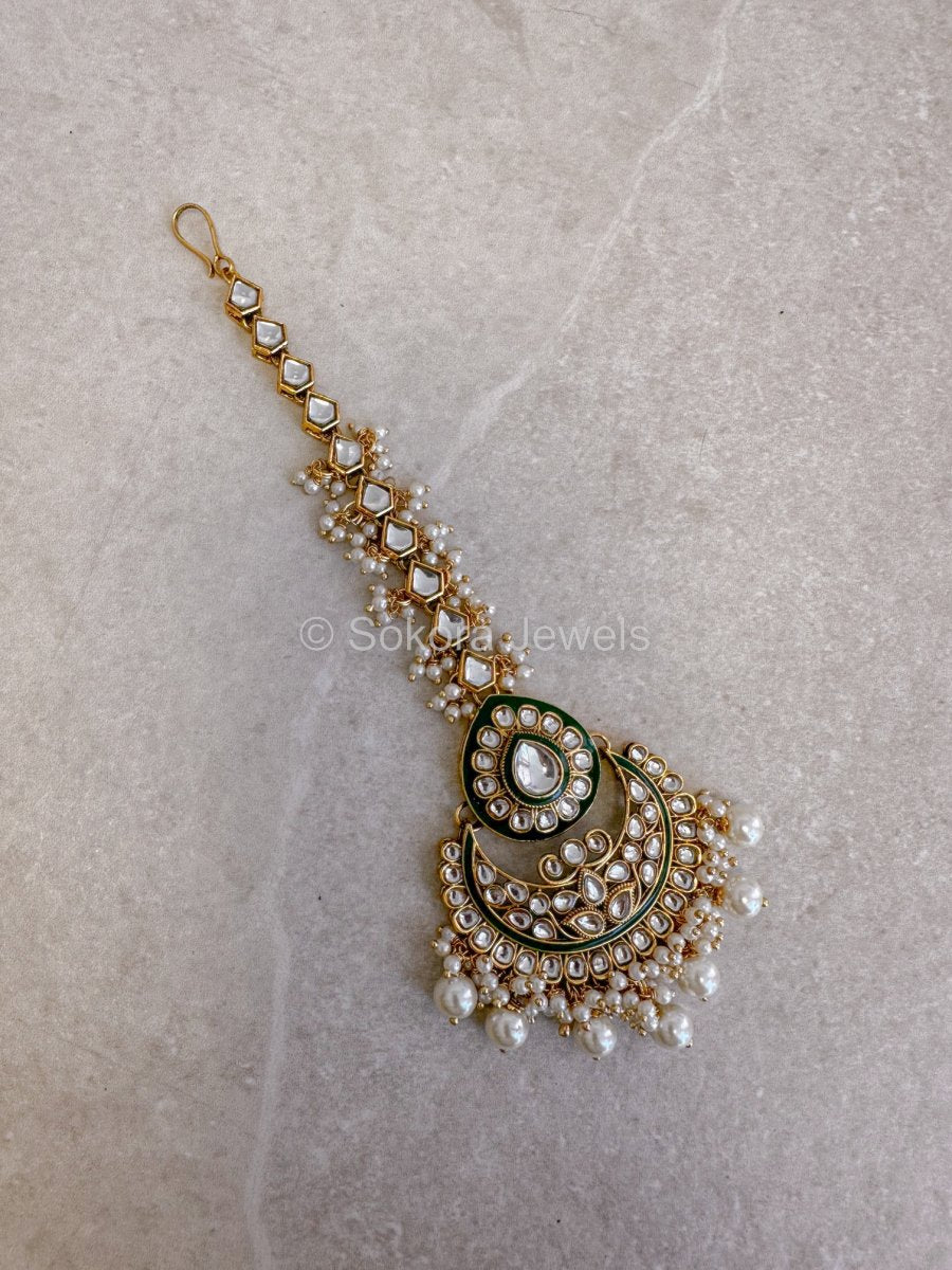 Anjana Large Faux Kundan Bridal set - SOKORA JEWELSAnjana Large Faux Kundan Bridal set