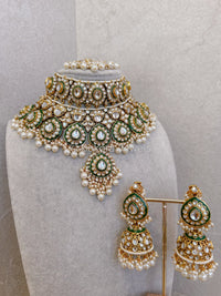 Anjana Large Faux Kundan Bridal set - SOKORA JEWELSAnjana Large Faux Kundan Bridal set