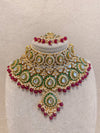 Anjana Large Faux Kundan Bridal set - Ruby - SOKORA JEWELSAnjana Large Faux Kundan Bridal set - Ruby