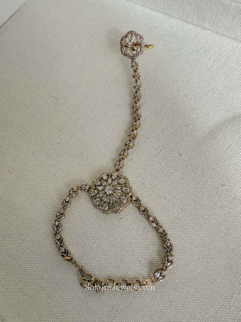 Antique American Diamond Hand Harness - SOKORA JEWELSAntique American Diamond Hand Harness
