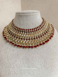 Antique Gold and Maroon Necklace - SOKORA JEWELSAntique Gold and Maroon NecklaceChoker Sets