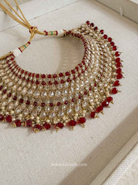Antique Gold and Maroon Necklace - SOKORA JEWELSAntique Gold and Maroon NecklaceChoker Sets