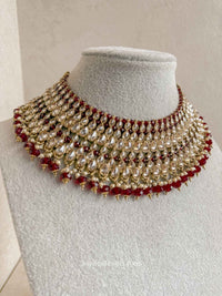Antique Gold and Maroon Necklace - SOKORA JEWELSAntique Gold and Maroon NecklaceChoker Sets