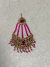 Antique Gold & Beadwork Jhumar - Hot Pink - SOKORA JEWELSAntique Gold & Beadwork Jhumar - Hot Pink