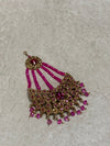 Antique Gold & Beadwork Jhumar - Hot Pink - SOKORA JEWELSAntique Gold & Beadwork Jhumar - Hot Pink