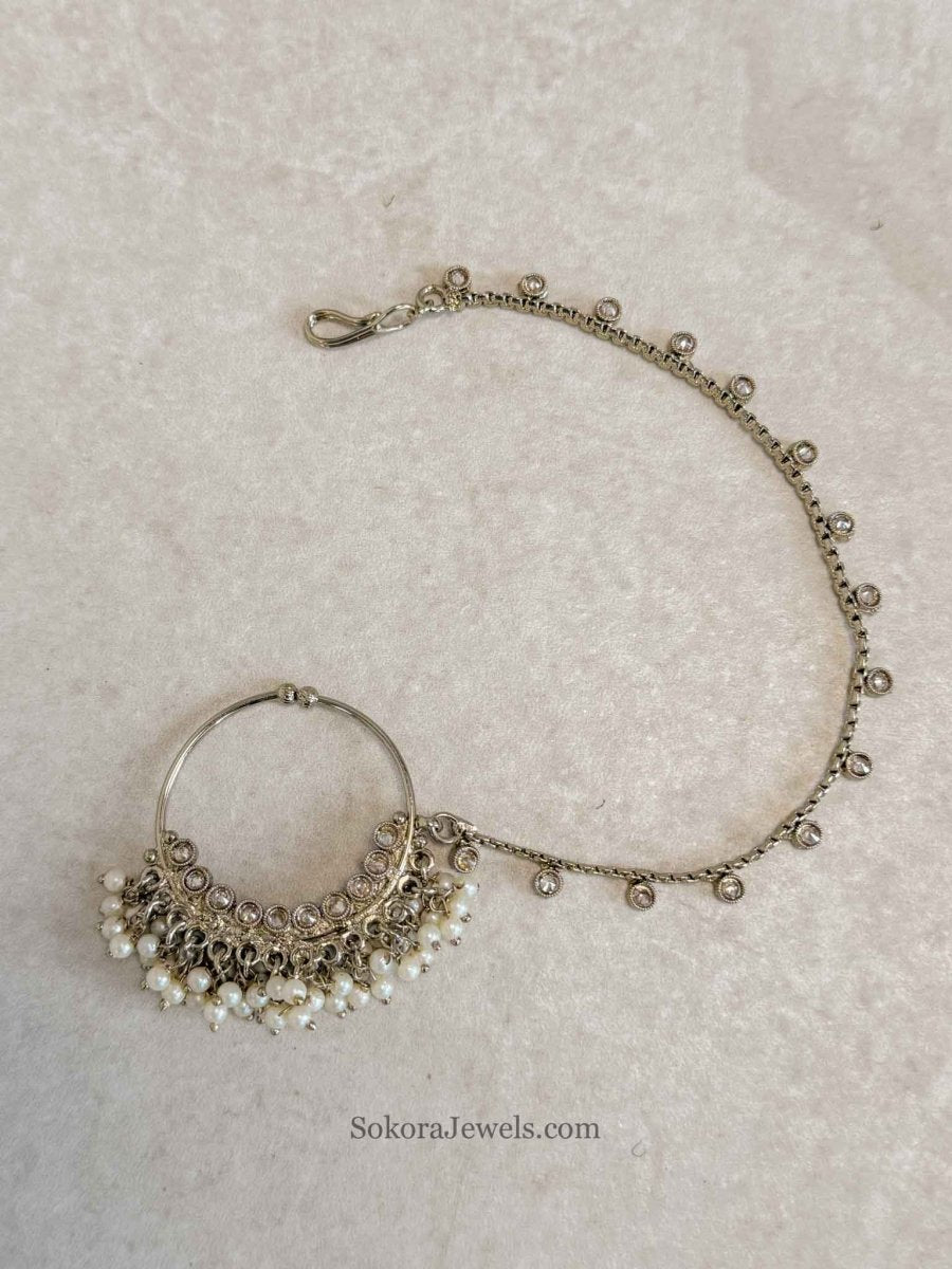 Antique Gold Champagne Zircon Bridal Nose Ring - SOKORA JEWELSAntique Gold Champagne Zircon Bridal Nose Ring