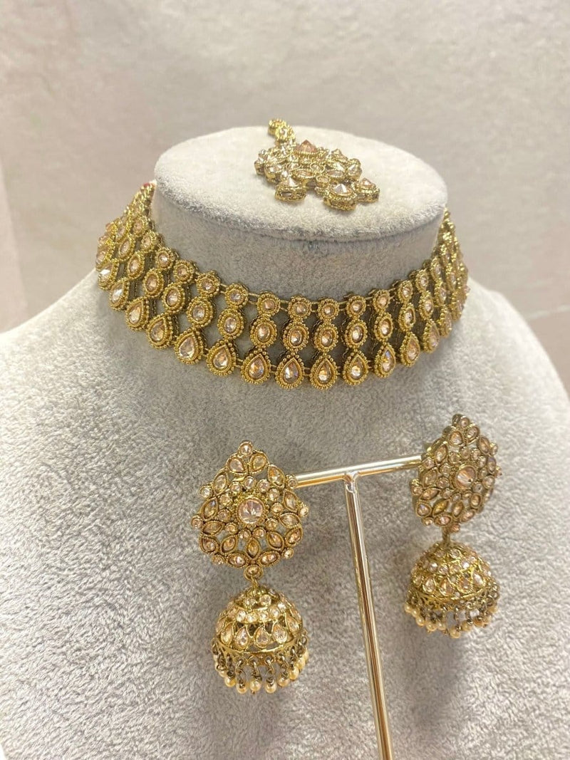 Antique Gold Choker Set - SOKORA JEWELSAntique Gold Choker SetChoker Sets
