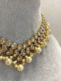 Antique Gold Choker Set - Champagne - SOKORA JEWELSAntique Gold Choker Set - Champagne