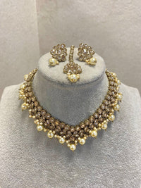 Antique Gold Choker Set - Champagne - SOKORA JEWELSAntique Gold Choker Set - Champagne