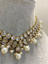 Antique Gold Choker Set - Clear Gold - SOKORA JEWELSAntique Gold Choker Set - Clear Gold