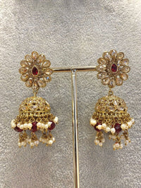 Antique Gold Choker Set - Maroon - SOKORA JEWELSAntique Gold Choker Set - Maroon