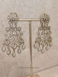 Antique Gold Crystal American Diamond Necklace Set - SOKORA JEWELSAntique Gold Crystal American Diamond Necklace SetNECKLACE SETS