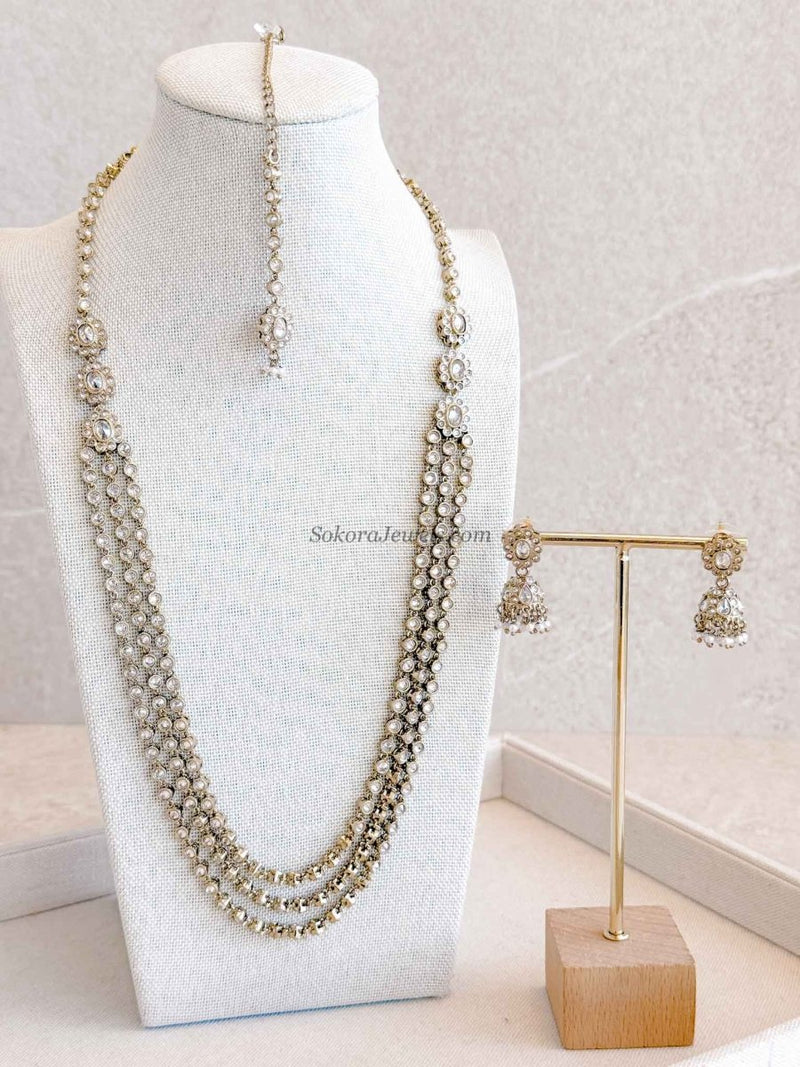 Antique Gold Crystal Midi Mala Set - SOKORA JEWELSAntique Gold Crystal Midi Mala Set