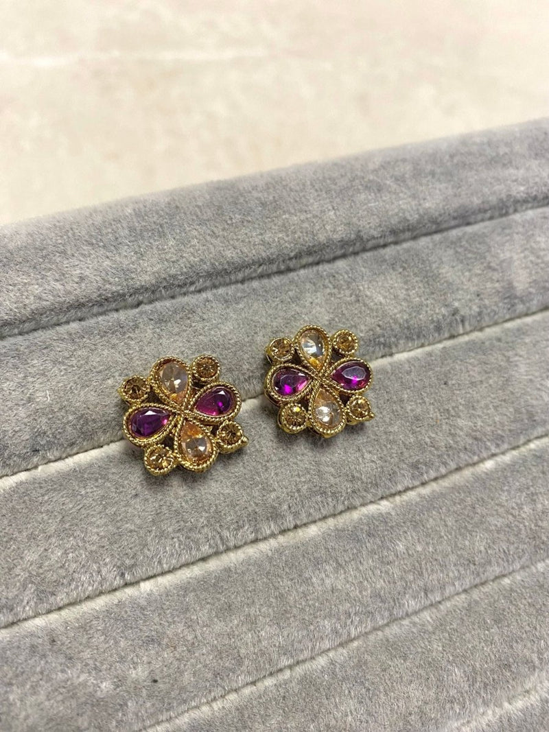 Antique Gold Crystal Tops - Purple - SOKORA JEWELSAntique Gold Crystal Tops - Purple