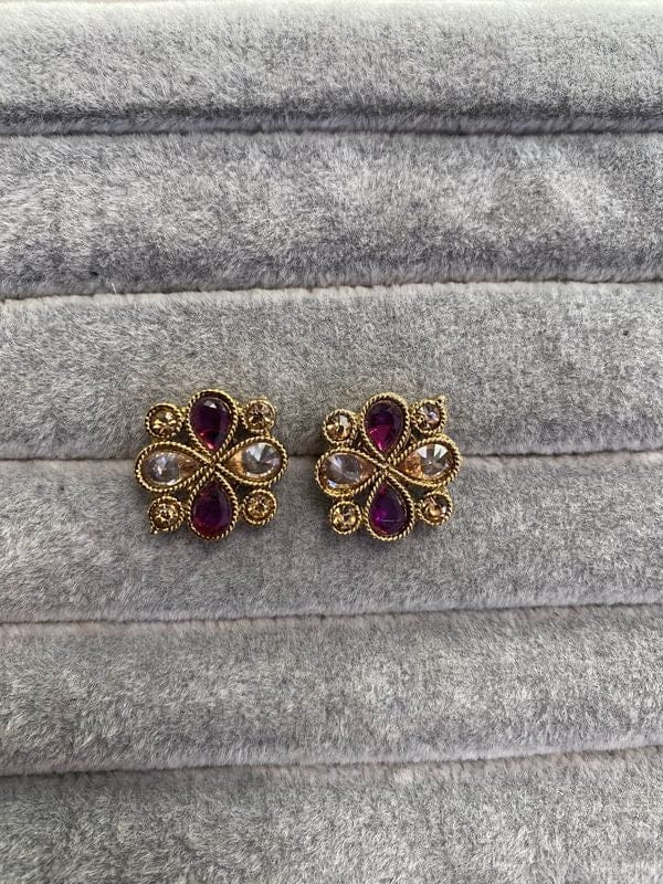 Antique Gold Crystal Tops - Purple - SOKORA JEWELSAntique Gold Crystal Tops - Purple