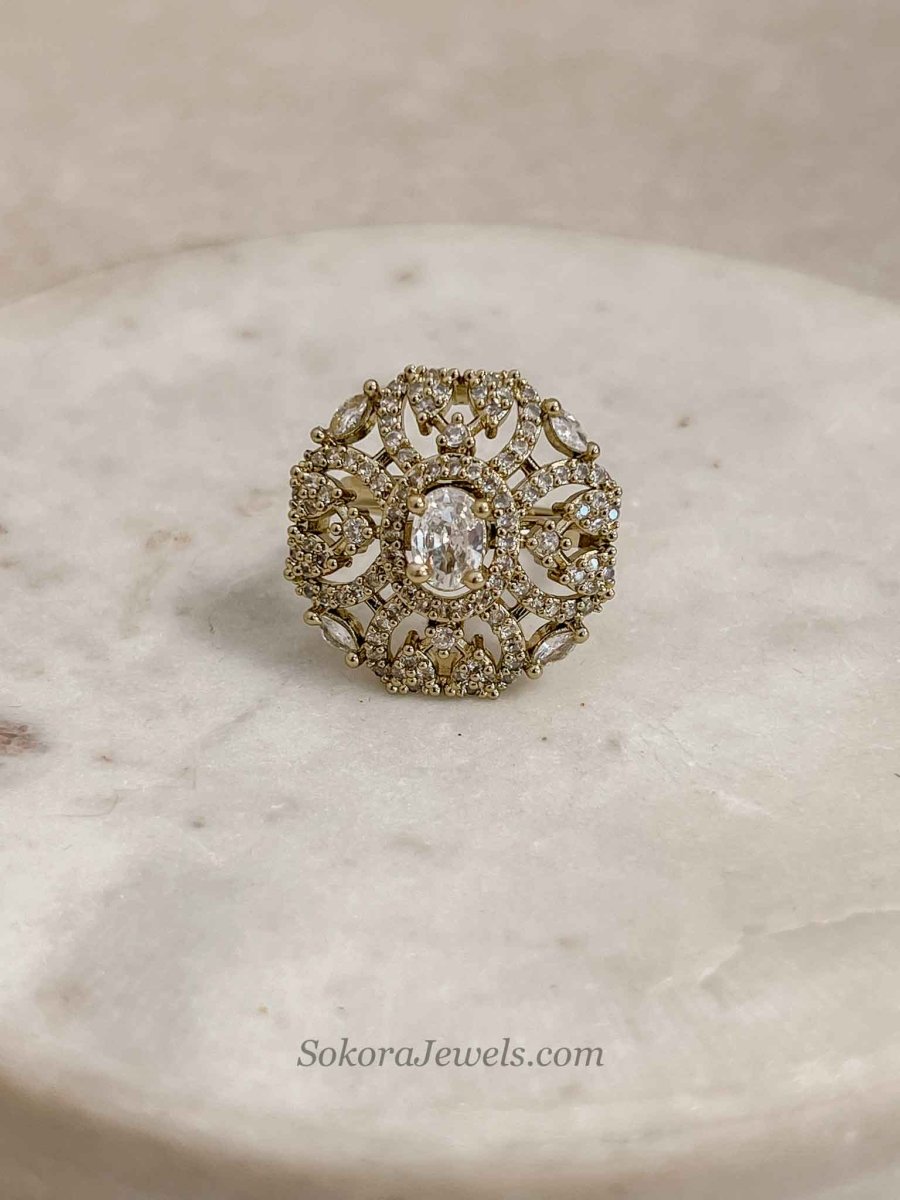 Antique Gold & Diamante Ring - SOKORA JEWELSAntique Gold & Diamante RingRING
