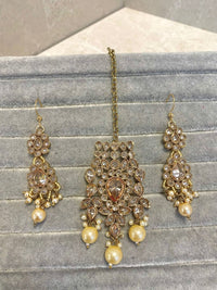 Antique Gold Earring & Tikka - SOKORA JEWELSAntique Gold Earring & Tikka