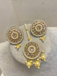 Antique Gold Earring Tops & Tikka Set - SOKORA JEWELSAntique Gold Earring Tops & Tikka Setstuds and tops
