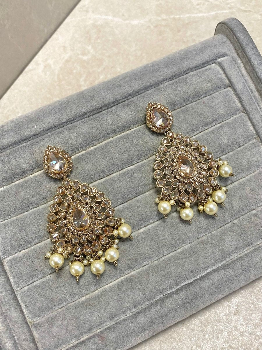 Antique Gold Earrings - Champagne - SOKORA JEWELSAntique Gold Earrings - Champagne