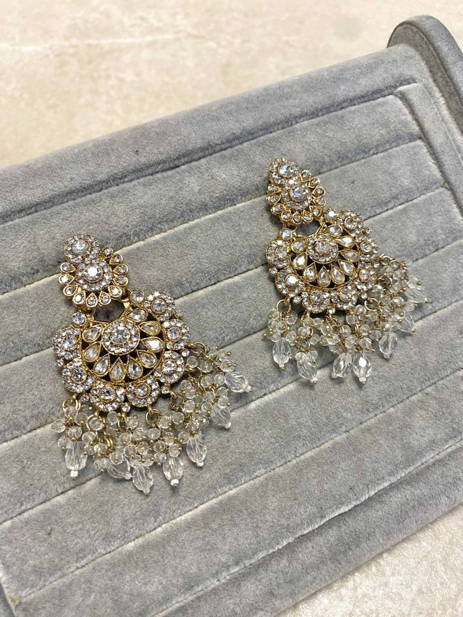 Antique Gold Earrings - Clear - SOKORA JEWELSAntique Gold Earrings - Clear