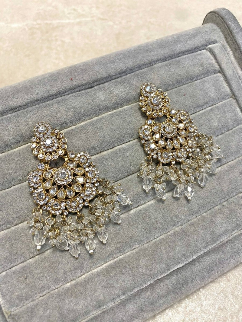 Antique Gold Earrings - Clear - SOKORA JEWELSAntique Gold Earrings - Clear
