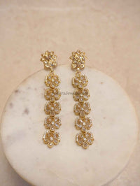 Antique Gold Floral Zircon Drop Earrings - SOKORA JEWELSAntique Gold Floral Zircon Drop Earrings