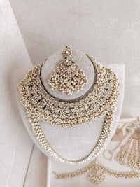 Antique Gold Full Bridal set - Pearl - SOKORA JEWELSAntique Gold Full Bridal set - Pearl