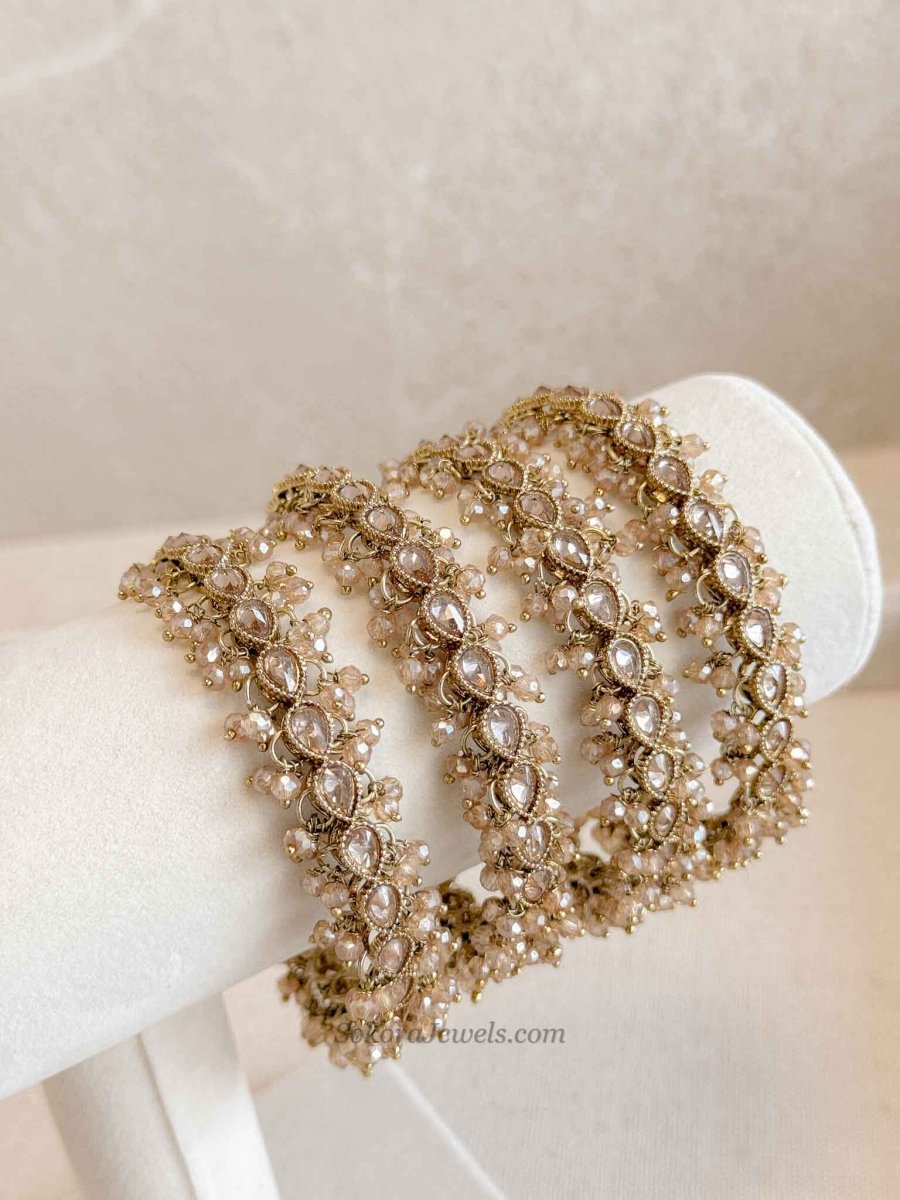Antique Gold & Golden Bead Bridal Bangles - SOKORA JEWELSAntique Gold & Golden Bead Bridal BanglesBANGLES