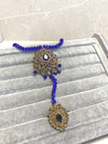 Antique gold Hand Harness - Blue - SOKORA JEWELSAntique gold Hand Harness - Blue