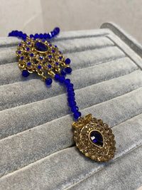 Antique gold Hand Harness - Blue - SOKORA JEWELSAntique gold Hand Harness - Blue