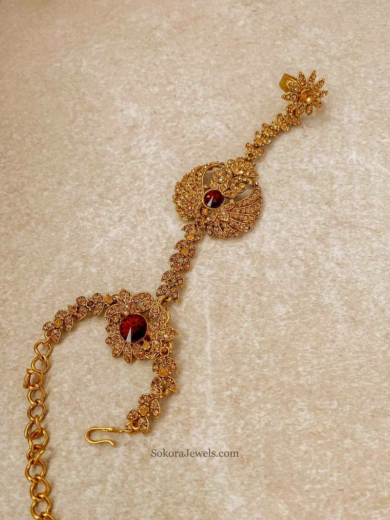 Antique Gold Hand Harness - Brown - SOKORA JEWELSAntique Gold Hand Harness - Brown