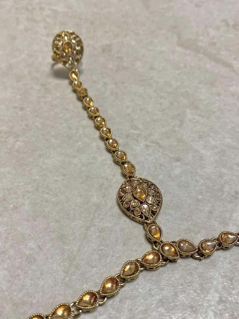 Antique gold Hand Harness - Champagne - SOKORA JEWELSAntique gold Hand Harness - Champagne