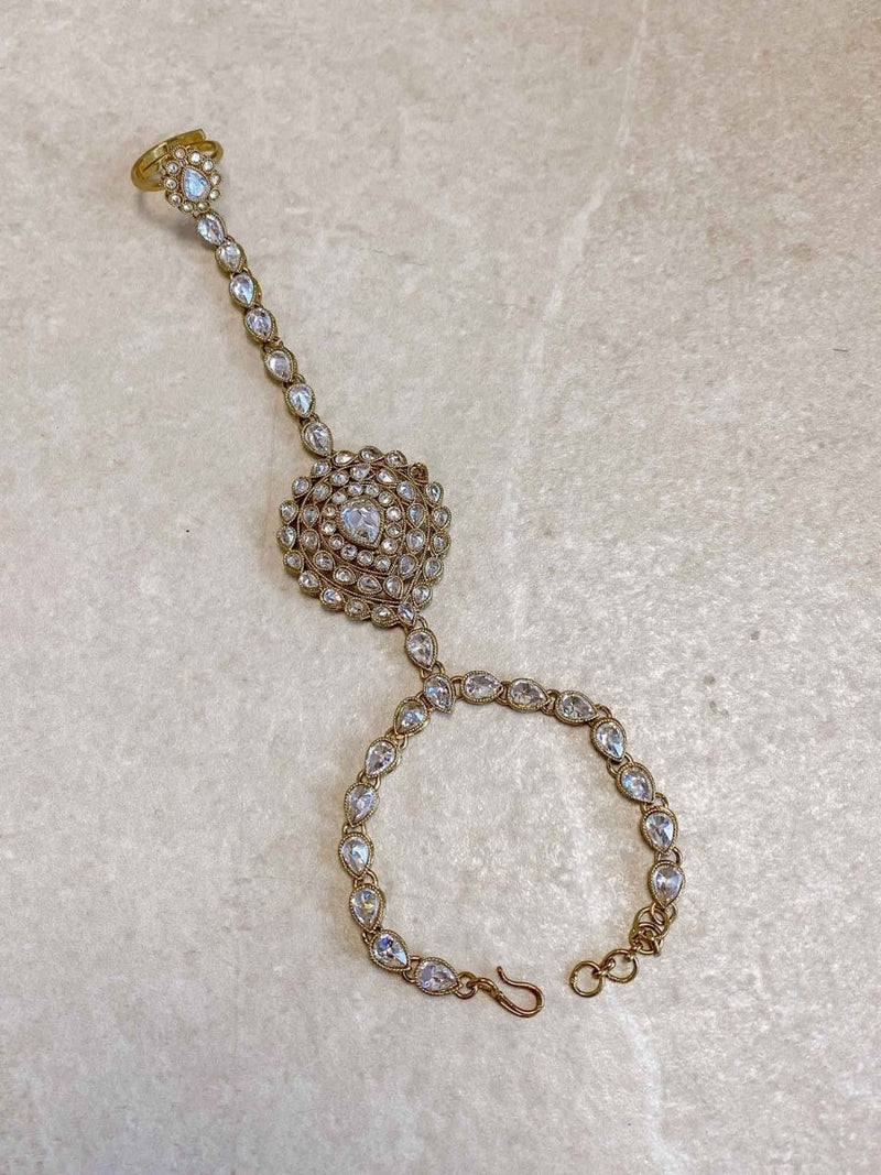 Antique Gold Hand Harness - Clear - SOKORA JEWELSAntique Gold Hand Harness - Clear