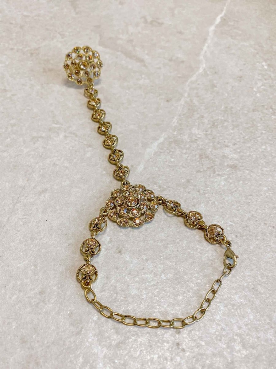 Antique Gold Hand Harness - Golden - SOKORA JEWELSAntique Gold Hand Harness - Golden